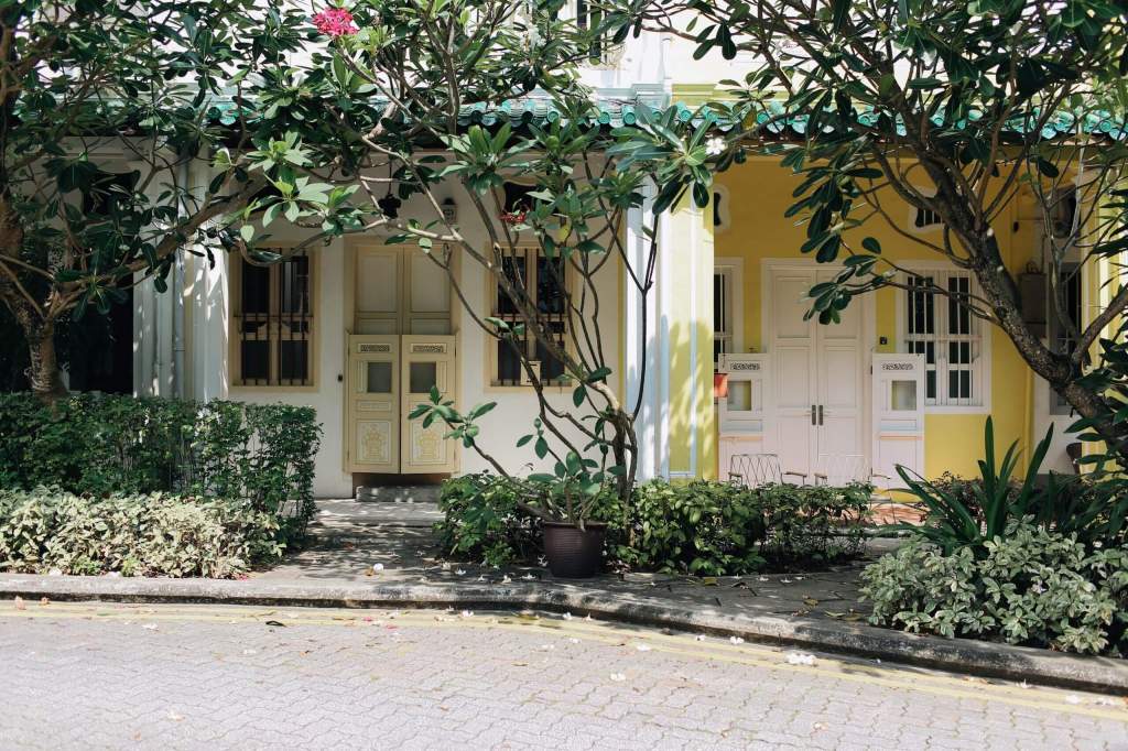 Front garden with large trees